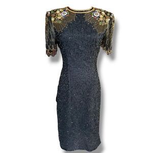 Beaded silk cocktail dress